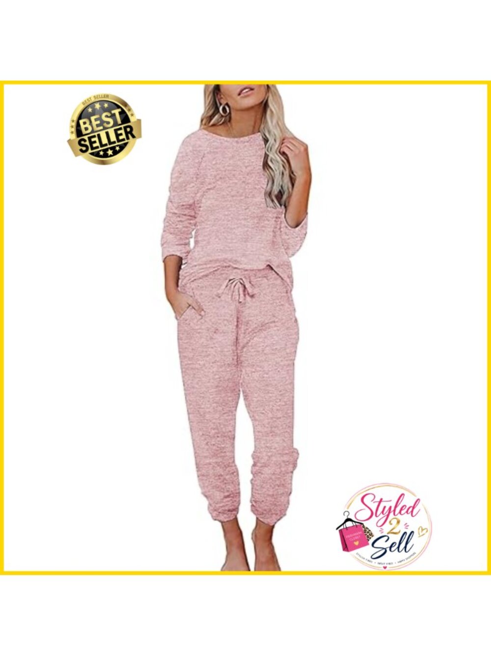 Ekouaer Women's Pajama Set Long Sleeve Jogger Loungewear Sleepwear